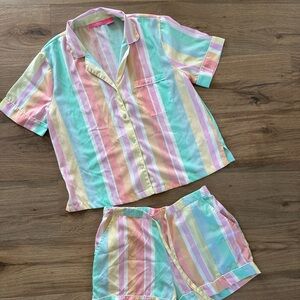 Isaac Mizrahi Pastel Striped Sleep Set New